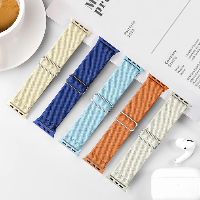 5 Pack Stretchy Nylon Band Compatible with Apple Watch Bands 40mm 41mm 42mm 44mm 45mm 46mm 49mm 38mm for Women Men, Braided Solo Loop Strap for iWatch SE3 2, Ultra3 2 1, Series 11 10 9 8 7 6 5 4 3 2 1 - Image 4