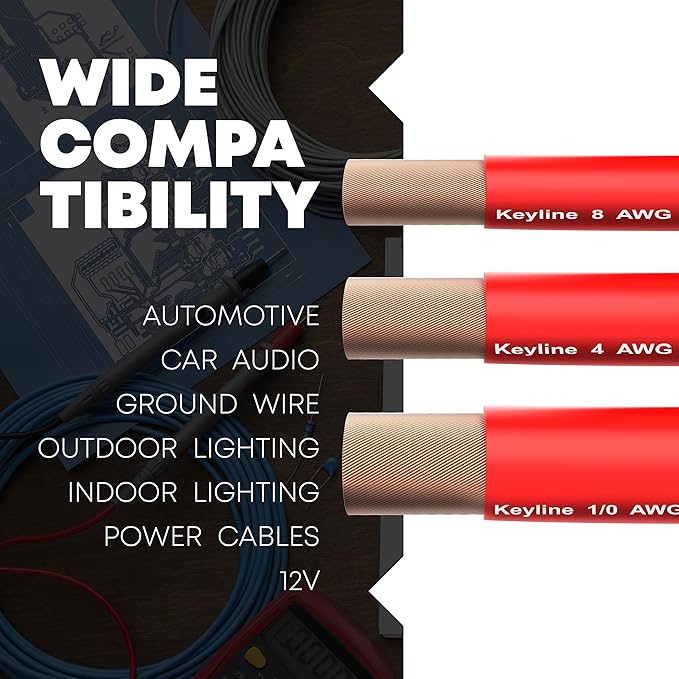 1/0 Gauge Amp Wire - 25ft Red | Best Used for Battery Cable, Marine Speaker Wiring, Solar Systems for RV Trailer, Car Audio Speaker, 8 AWG Automotive Copper Clad Aluminum (CCA) - Image 3