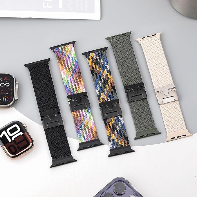 Braided Solo Loop for Apple Watch Ultra 3/2 Bands 49mm 46mm 45mm 44mm 42mm Men/Women,Parachute Buckle Stretchy Elastic Nylon Sport Strap Wristband for iWatch Bands Series 11 10 9 8 7 6 5 4 3 SE3/2 - Image 4