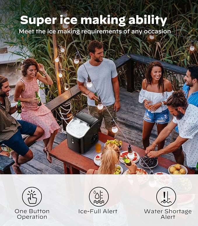 Silonn Nugget Ice Maker Countertop - 33lbs/24H, Pebble Ice Maker Machine with Self-Cleaning Function, Portable Ice Makers for Home Kitchen Office - Image 6