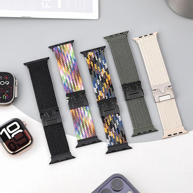 Braided Solo Loop for Apple Watch Ultra 3/2 Bands 49mm 46mm 45mm 44mm 42mm Men/Women,Parachute Buckle Stretchy Elastic Nylon Sport Strap Wristband for iWatch Bands Series 11 10 9 8 7 6 5 4 3 SE3/2 - Image 4