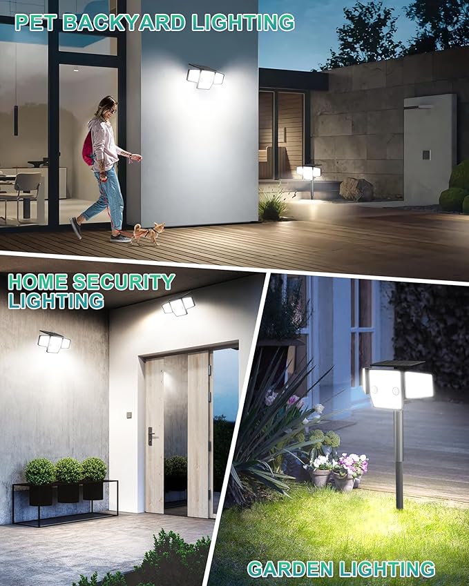 Solar Motion Light Outdoor with Stake, 180° PIR Motion Sensor 360° Illumination, In-Ground or Wall Mount, 236 LED 2500 Lumens Solar Powered Security Flood Light, 3 Modes, IP65 Waterproof, 1 Pack - Image 8