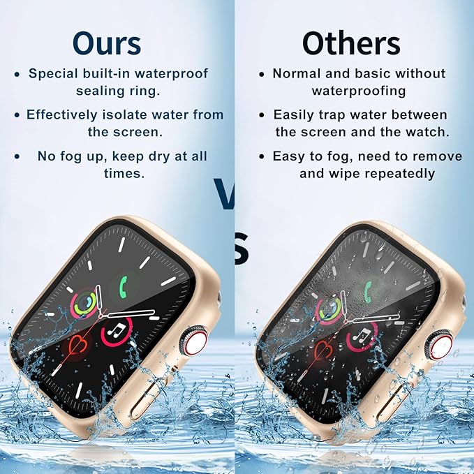 Waterproof Case for Apple Watch Series 9 Series 7 8 45mm, Built-in Screen Protector with Tempered Glass [Touch Sensitive] Cover for iWatch S9/S8/S7 Accessories 45mm, Rose Gold - Image 5