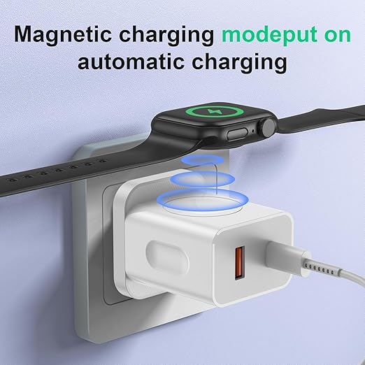 Upgraded 3-in-1 Apple Watch Charger,20W Fast Charging Block, Dual Ports Wall Charger with Magnetic Wireless Charging Compatible with iPhone, Apple Watch Series, iWatch Series 10 9/8/UItra/7/6/5/4/3 - Image 5