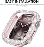 KADES Bling Case Compatible for Apple Watch Series 11/10 42mm, Sparkly Full Diamond Protective PC Bumper Cover, Rhinestone Frame for Women, 42mm-Original Pink - Image 6