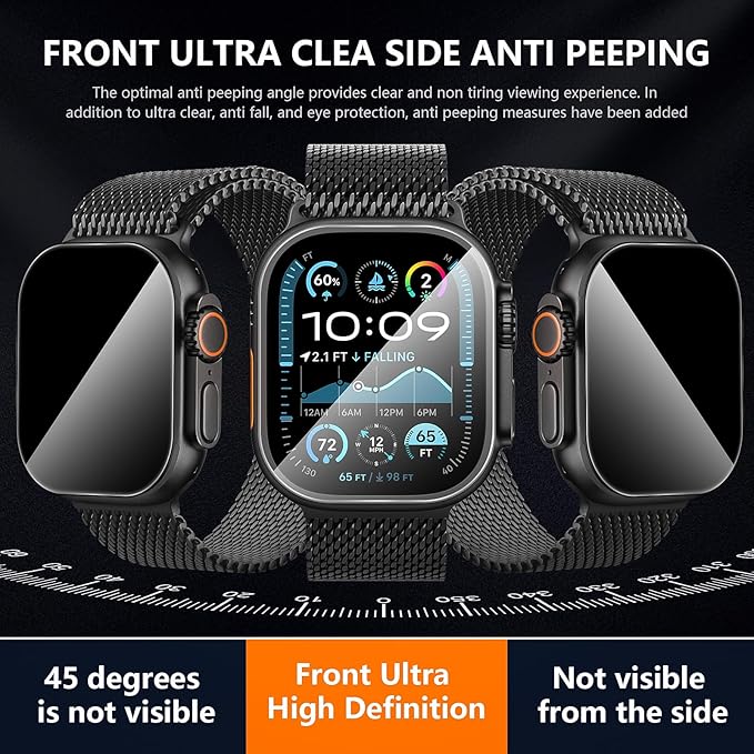 Suoman 6-Pack for Apple Watch Series 7/8/9 45mm Privacy Screen Protector, [Not Glass] [Anti-peeping] Flexible TPU Soft Protective film - Image 4