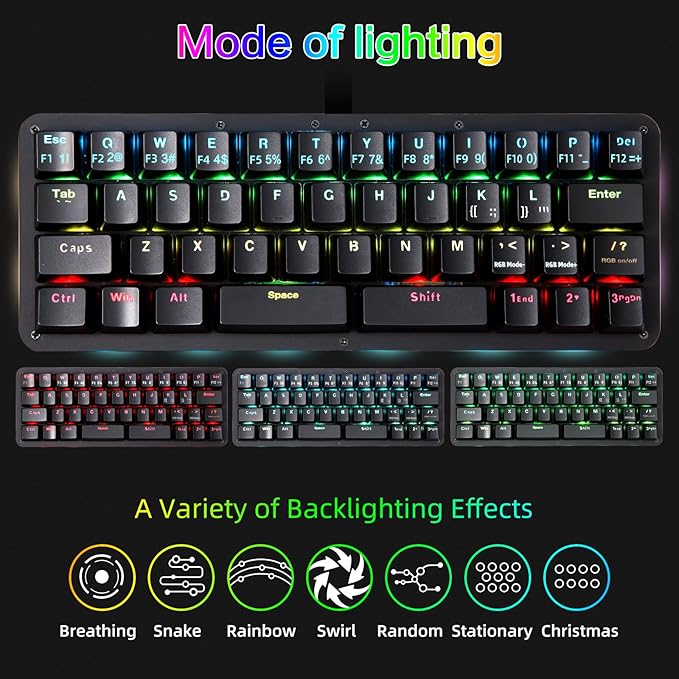 Koolertron 42-Key 40% Macaro Gaming Keyboard - Compact RGB Backlit Mechanical Keypad, Hot-Swappable USB-C Programmable Mini Keyboard for PC/Mac Gamers (Fully Customizable) - Image 5
