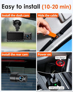 3-Channel Dash Cam 4K for Car: Front, Rear & Inside Dash Camera with 5.8G WiFi & GPS - 24H Parking Mode, 64GB Card for Rideshare Driver - Image 6