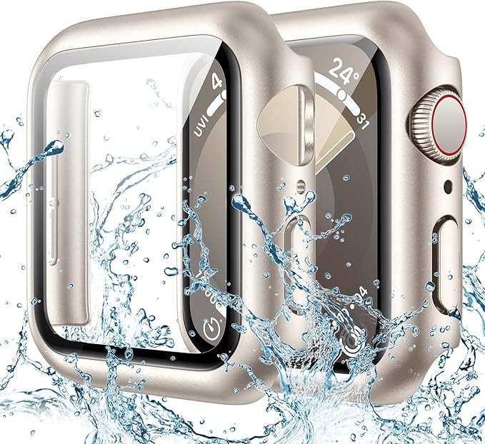 Goton Waterproof Case Compatible for Apple Watch Screen Protector Series 6/5/4, SE 3/2/1 44mm, Hard Bumper with Tempered Glass for iWatch Cover 44 mm by Goton