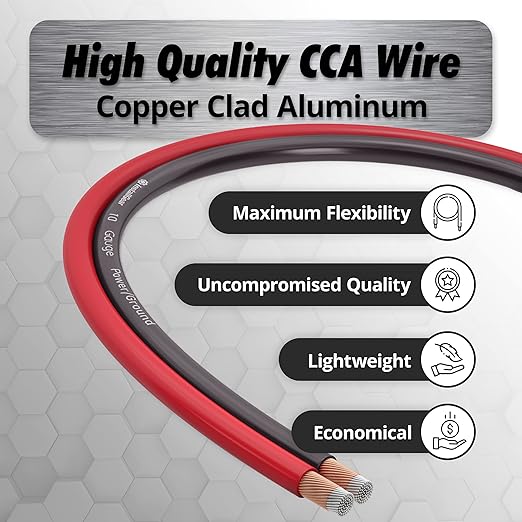 InstallGear 10 Gauge Wire (50ft) Copper Clad Aluminum CAA - Primary Automotive Wire, Car Amplifier Power & Ground Cable, Battery Cables, Car Audio Speaker Stereo, RV Trailer Wiring Welding Cable 10ga - Image 4