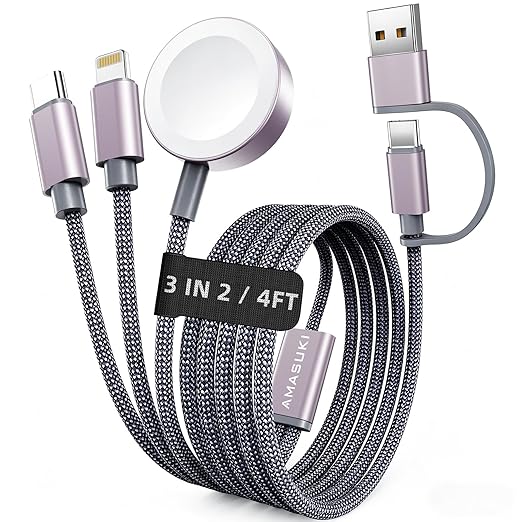 Travel Essentials for Apple Watch Charger,Cruise Vacation 2026 Camping Essentials,iPhone Charger,Multi Charging Cable,3 in 2 Charging Docks for iWatch Series 11-2/Ultra,iPhone 17-12,Car by ChargeBeyondPowerWithin