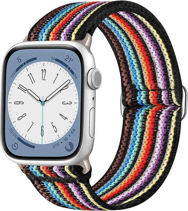 Braided Stretchy Band Compatible with Apple Watch Bands 38mm 40mm 41mm 42mm 44mm 45mm 46mm 49mm for Women Men, Adjustable Nylon Solo Loop Elastic Straps for iWatch Series 10 9 8 7 6 5 4 3 2 1 SE Ultra by Unknown