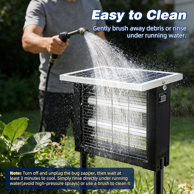 Solar Bug Zapper Outdoor for 2000 sq.ft, Portable Solar Mosquito Zapper with 13 FT Extension Cord, Rechargeable Electric Bug Zapper with High Powered for Patio Garden Backyard RV Camping Pest Control - Image 9