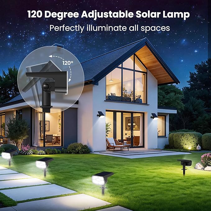 Solar Spotlights, Super Bright LED, 2 CCT Warm & Cool Light, Solarspot Lights for Outside Landscape Auto On/Off -2 Pack - Image 5