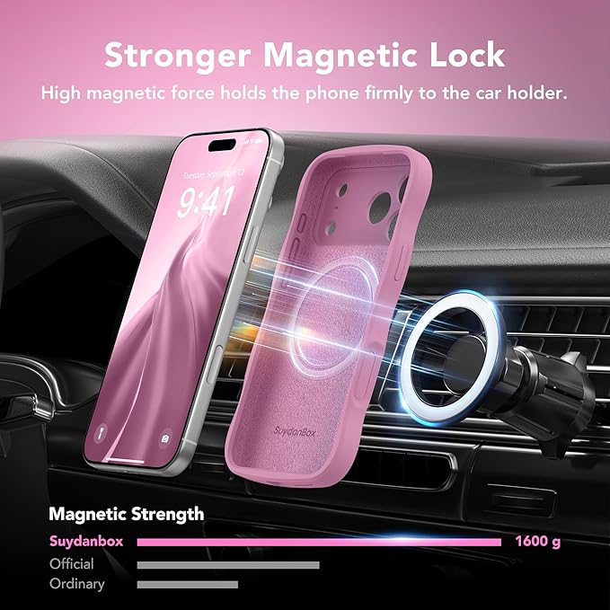 Magnetic for iPhone 17 Pro Case, [Full Camera Protection][Compatible with MagSafe] Cute Wave Frame Silicone Shockproof Protective Phone Case for iPhone 17 Pro 6.3", Blackcurrant - Image 3