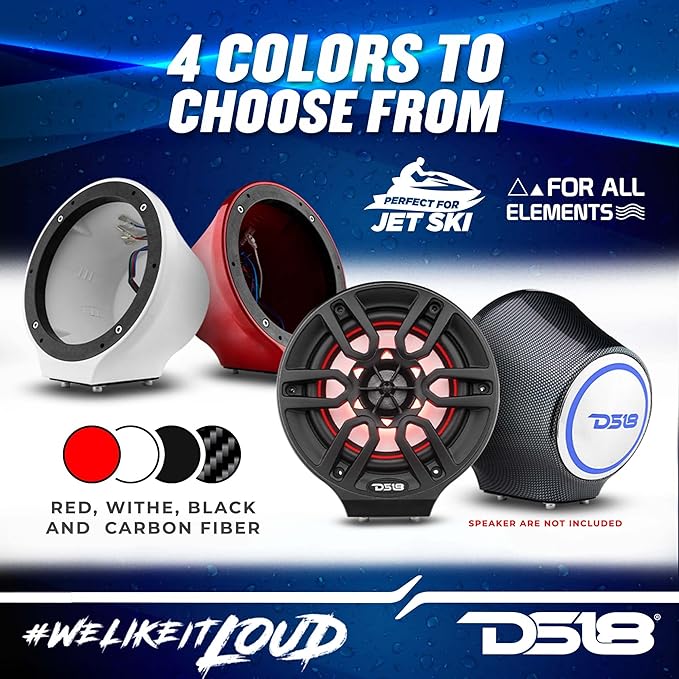 DS18 NXL-JS6/WH White Flat Mount Speaker POD Universal Enclosure 6.5" - for All Elements Jet SKI, Marine, Jeep & UTV/ATV - Pair (NO Speaker) - Image 2