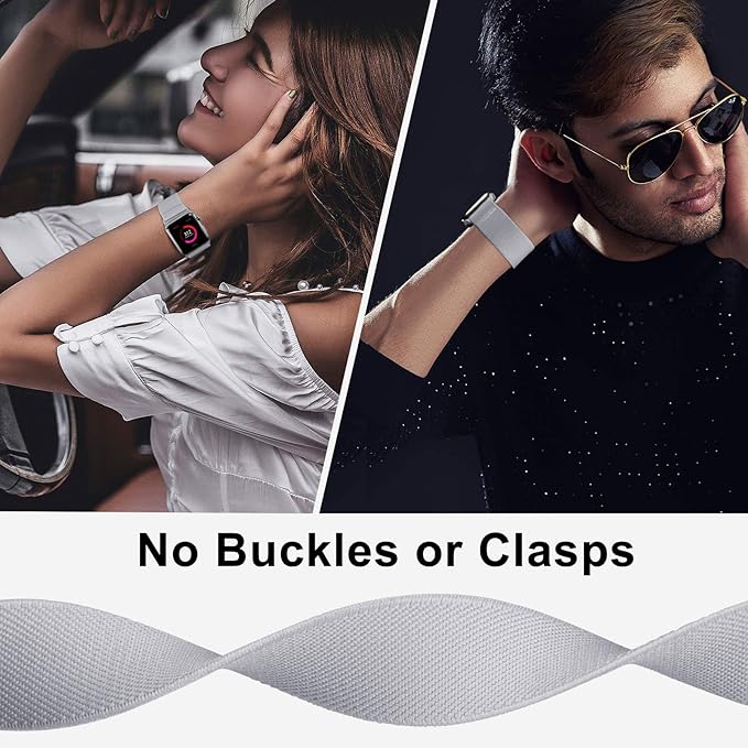 Stretchy Nylon Solo Loop Bands Compatible with Apple Watch 38mm 40mm 41mm 42mm 44mm 45mm 46mm 49mm Ultra 2 iWatch Series 11 10 9 8 7 SE 6 5 4 3 2 1 Strap,Sport Elastic Braided Women Men - Image 4