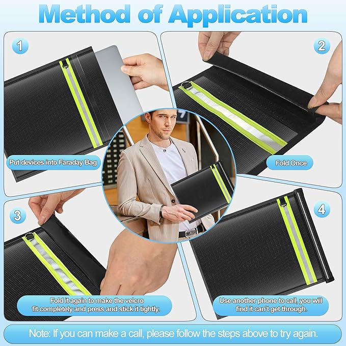 Large Faraday Bags EMP Proof,Portable Faraday Cage for Laptops Tablets,Faraday Bags with Handle&Reflective Strip,EMP bags for Electronics,Fireproof Waterproof RFID Signal Blocker Faraday Pouch - Image 5