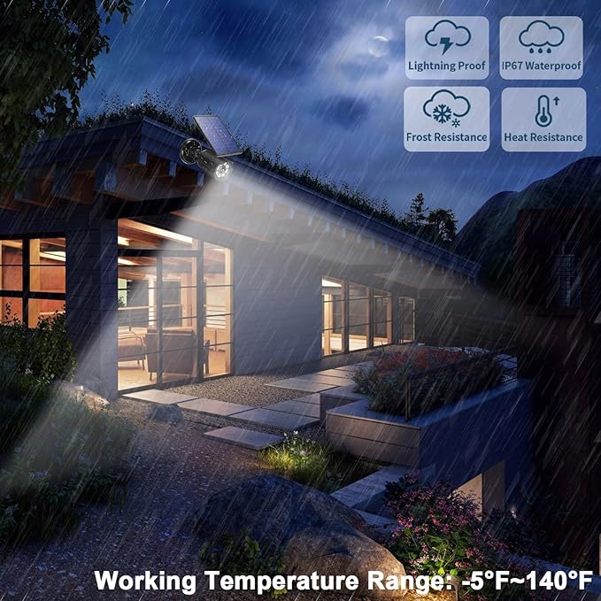 Solar Lights Outdoor Motion Sensor Flood Lights 2000LM IP67 Waterproof Security Spot Lights for Yard Garden Patio 4 Pack - Image 4
