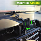 Cell Phone Mount for Truck Phone Holder for Truck Drivers - Heavy Duty Suction Cup, iPhone Holder for Dashboard Window 16.9 inch Long, for iPhone & Samsung, Semi Trucker, Green - Image 5