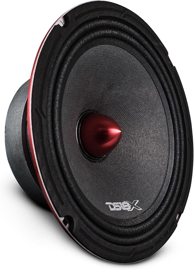DS18 PRO-X8.4BM Loudspeaker - 8", Midrange, Red Aluminum Bullet, 550W Max, 275W RMS, 4 Ohms - Premium Quality Audio Door Speakers for Car or Truck Stereo Sound System (1 Speaker) by DS18
