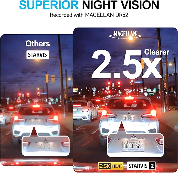 Magellan Dash Cam Front and Rear, 4K+4K Dual Dash Camera for Cars, STARVIS 2 Night Vision, Free 24H Parking Mode Hardwire Kit, Built-in Wi-Fi, GPS, 128GB SD Card Included (DR52) - Image 2