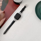 Leather Band Compatible with Apple Watch Bands for Women, Dressy Fancy Strap for iWatch Series 11/10/9/8/7/6/5/4/3/2/1/se(38mm 40mm 41mm 42mm,Black/Silver) - Image 2