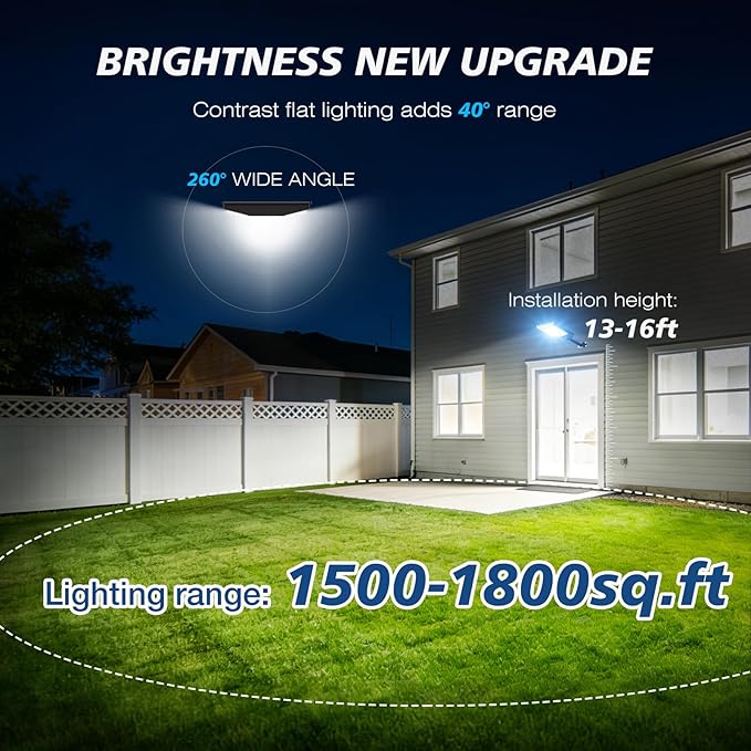 Sunwish Solar Lights Outdoor Waterproof 5000W, 6500K LED Solar Street Light with Motion Sensor & Dusk to Dawn, Security Flood Lights Outdoor with Remote Control for Parking Lot, Yard, Garage（2-Pack） - Image 5
