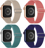 4 Pack Stretchy Solo Loop Compatible with Apple Watch Bands 38mm 40mm 41mm 42mm 44mm 45mm 46mm 49mm Women Men, Sport Nylon Elastic Straps Wristbands for iWatch Series 11 10 9 8 7 6 5 4 11 Ultra/SE 3 2 by CCnutri