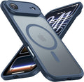 ImpactStrong Magnetic Guard Designed for iPhone 17 Air Case [Camera Protection] [Military Grade Drop Tested] [Compatible with MagSafe] Slim Translucent Matte Phone Case (6.6") - Navy Blue by IMPACTSTRONG