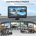 4 Channel Backup Camera Dash Cam System for Trucks, RVs, Trailers, Carplay & Android Auto, 10'' Touch Screen Monitor & DVR Recording, 4 HD1080P Wired Rearview Reverse Cameras IP68-rated.. - Image 6