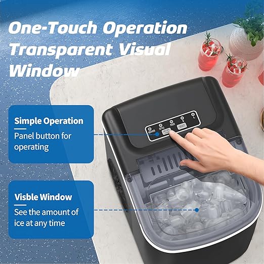 Erivess Ice Makers Countertop, Portable Ice Machine Maker Self-Cleaning, 26Lbs/24H, 9 Bullet Cubes Ready in 6 Mins, Scoop and Basket, for Home/Office/Kitchen - Image 5