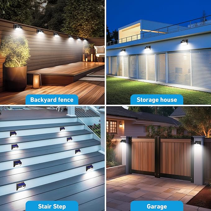 Peasur [ 16 Packs] Solar Motion Sensor Lights Outdoor, Solar Fence Lights with 3 Lighting Modes, Solar Powered Security Lights Waterproof for Outside Yard Wall Garden Backyard Deck Step Garage - Image 6