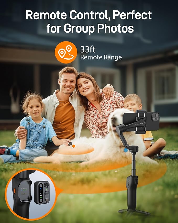 hohem iSteady X3 SE Plus Gimbal Stabilizer for iPhone, 3-Axis Phone Gimbal with Detachable Remote Control, Extendable Rod, 11-Hour Battery, Portable Foldable Stabilizer for Video Recording - Image 2