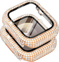 Surace 41mm Case Compatible with Apple Watch Series 9, 8, 7 - 400 Diamonds Bling Case with Tempered Glass Screen Protector, Rose Gold by Surace