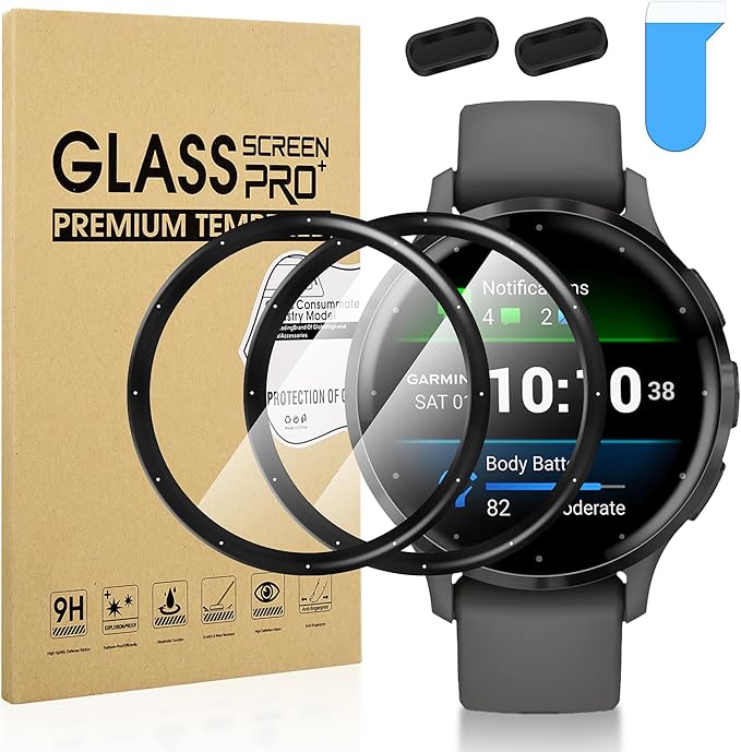 Suoman 2+2 Pack for Garmin Venu 3S 41mm Screen Protector, Charger Port+ [Anti Scratch] Full Coverage High Definition PMMA Soft Protective Film Smartwatch by Suoman