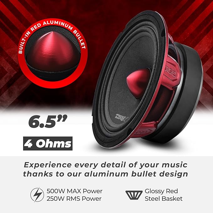 DS18 PRO-X6.4BM 6.5” Mid-Range Loudspeaker with Bullet 250 Watts RMS 4-Ohm (Renewed) - Image 2