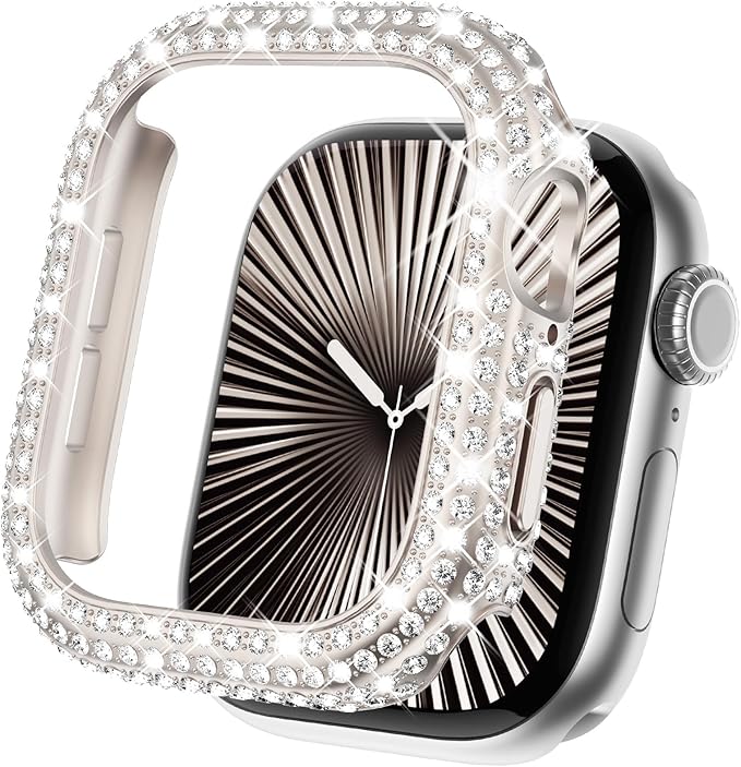 KADES Bling Case Compatible for Apple Watch Series 3/2/1 42mm, Sparkly Full Diamond Protective PC Bumper Cover, Rhinestone Frame for Women, 42mm-Starlight by KADES