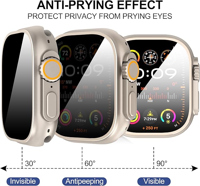 Suoman 2-Pack for Apple Watch Ultra 3/2/1 49mm Tempered Glass Privacy Screen Protector, [Anti-peeping] 9H Hardness protective film - Auto-alignment Installation Kit - Image 6