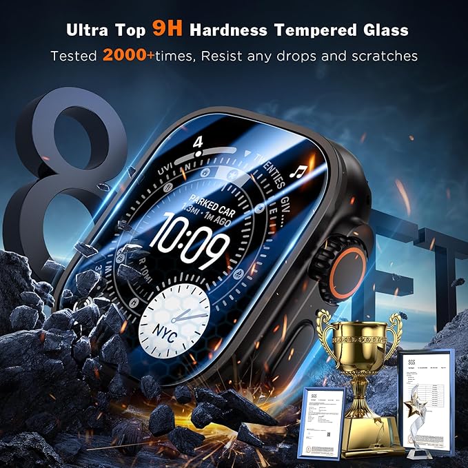 LK 3 Pack for Apple Watch Ultra 3 Screen Protector 49mm [Zero-Fault] HD Top 9H Tempered Glass Apple Watch Ultra / Ultra 2 Screen Protector 49mm with Auto-alignment Installation Frame, Anti-Scratchch - Image 2