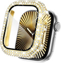 KADES Compatible with Apple Watch Series SE 6 5 4 with Built-in Tempered Glass Screen Protector Bling Crystal Diamond Rhinestone Full Protective Bumper Cover for Women (40mm,Gold) by KADES