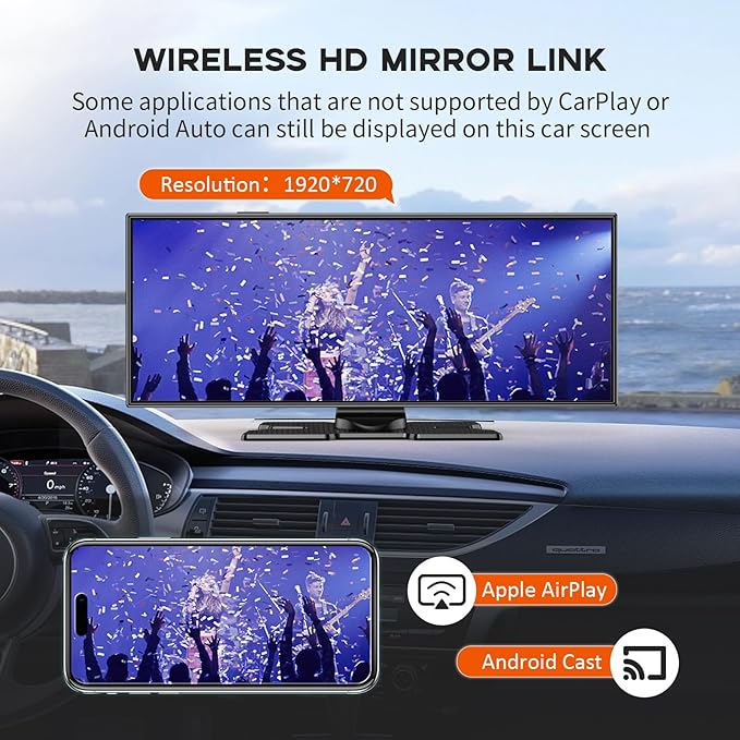 Largest 11.5" Portable Carplay Screen for Car, 4K Wireless Car Play & Android Auto, Upgrade Touchscreen with Dash Cam, App Control/Loop Recording/Backup Camera/Mirror Link/GPS/FM for All Vehicles - Image 7