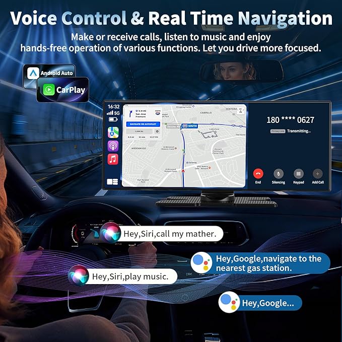 Wireless A-pple Carplay Screen for Car, Largest 11.5'' Carplay & Android Auto Car Stereo Touchscreen with 4K Dash Cam and 1080P Backup Camera,Voice Control/GPS Navigation/Mirror Link/Bluetooth/AUX/FM - Image 4