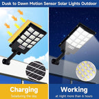 Solar Lights Outdoor for Outside, IP66 Waterproof Solar Street Lights Outdoor with Motion Sensor & Dusk to Dawn, 6500K Security Flood Light for Yard Garden with Remote Control - 4PACK - Image 2