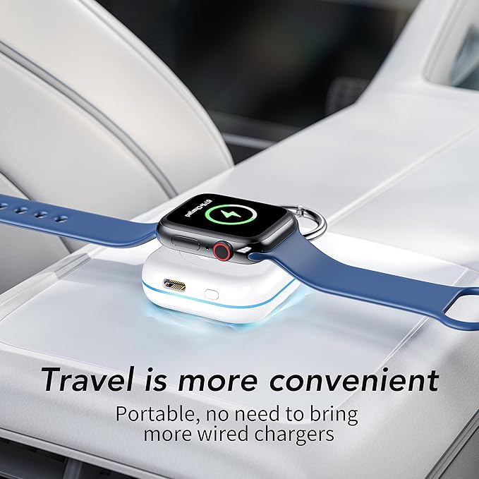 HUOTO Portable Watch Charger for Apple Watch Series 9,Portable Magnetic iWatch Charger 1200mAh Power Bank Mini Purse Items Fast keychain Charging for Apple Watch Series 11/10/ 9/8/7/6/SE/5/4/3/2/UItra - Image 7