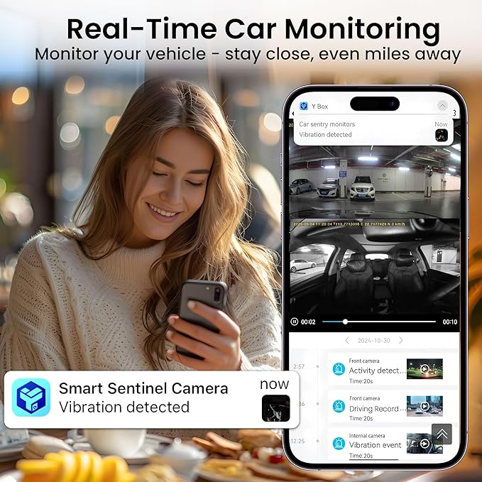 4G Car Security Camera, Dual LTE Dash Cam with 64GB Card, Front & Inside 2K Car Camera, Remote Live View, GPS, 24/7 Parking Mode, IR Night Vision, Two-Way Talk, App Alerts, Cloud/SD Storage, OBD Cable - Image 3