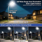 2‑Pack Solar Street Lights Outdoor, 9800W Super Bright LED Solar Powered Street Lamps with Motion Sensor, Dusk to Dawn, IP67 Waterproof for Yard, Garden, Parking Lot, Driveway, Farm - Image 3