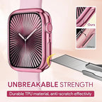 JR.DM 38mm Soft Flexible TPU Case Compatible for Apple Watch Series 3/2/1 Touchable Screen Lightweight Anti-Scratch All-Around Protector Thin Guard Shockproof Cover Shiny Bumper for iWatch, Pink - Image 5