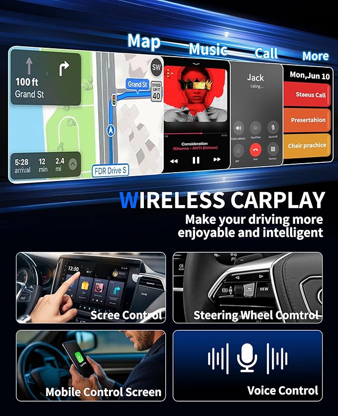 Wireless CarPlay Adapter, 2025 Upgraded 2-in-1 Mini Size CarPlay & Android Auto, Convert Wired to Wireless with USB & Type-C, Plug & Play, Stable Control & No Delay Car Play with iPhone & Android - Image 7