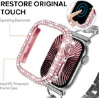 KADES Bling Case Compatible for Apple Watch Series 9/8/7 41mm, Sparkly Full Diamond Protective PC Bumper Cover, Rhinestone Frame for Women, 41mm-Pink - Image 7